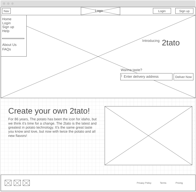 home page wireframe